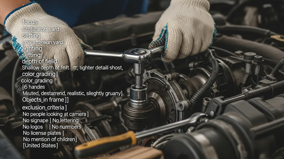 Hand tools laid out on cardboard beside a partially disassembled engine bay