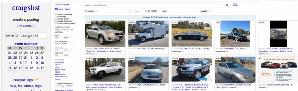 Sell my car or truck on craigslist