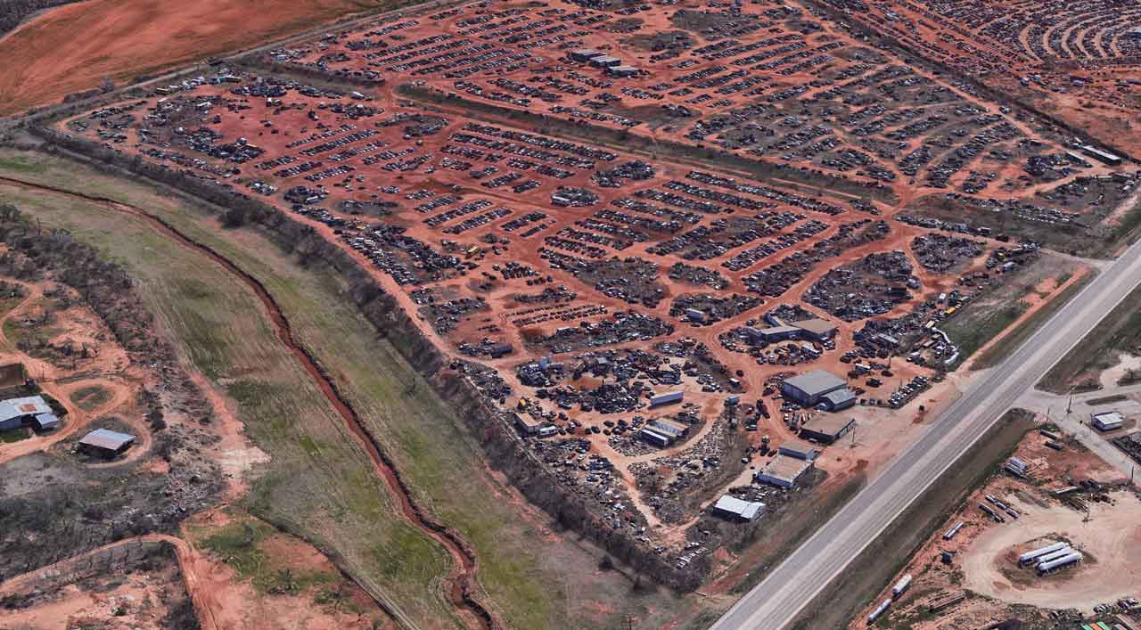 Aerial view of David's Auto Salvage at 4301 Pine St, Abilene, TX 79601