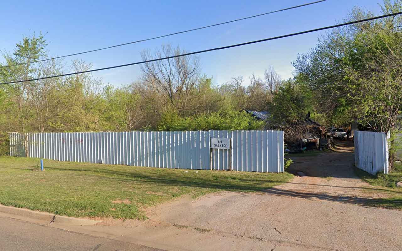 Outside of A-1 Auto Salvage at 9601 SE 29th St, Midwest City, OK 73130